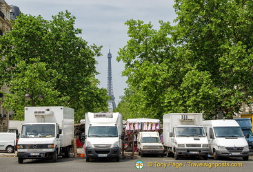 View of the Eiffel Tower from Marché Saxe-Breteuil